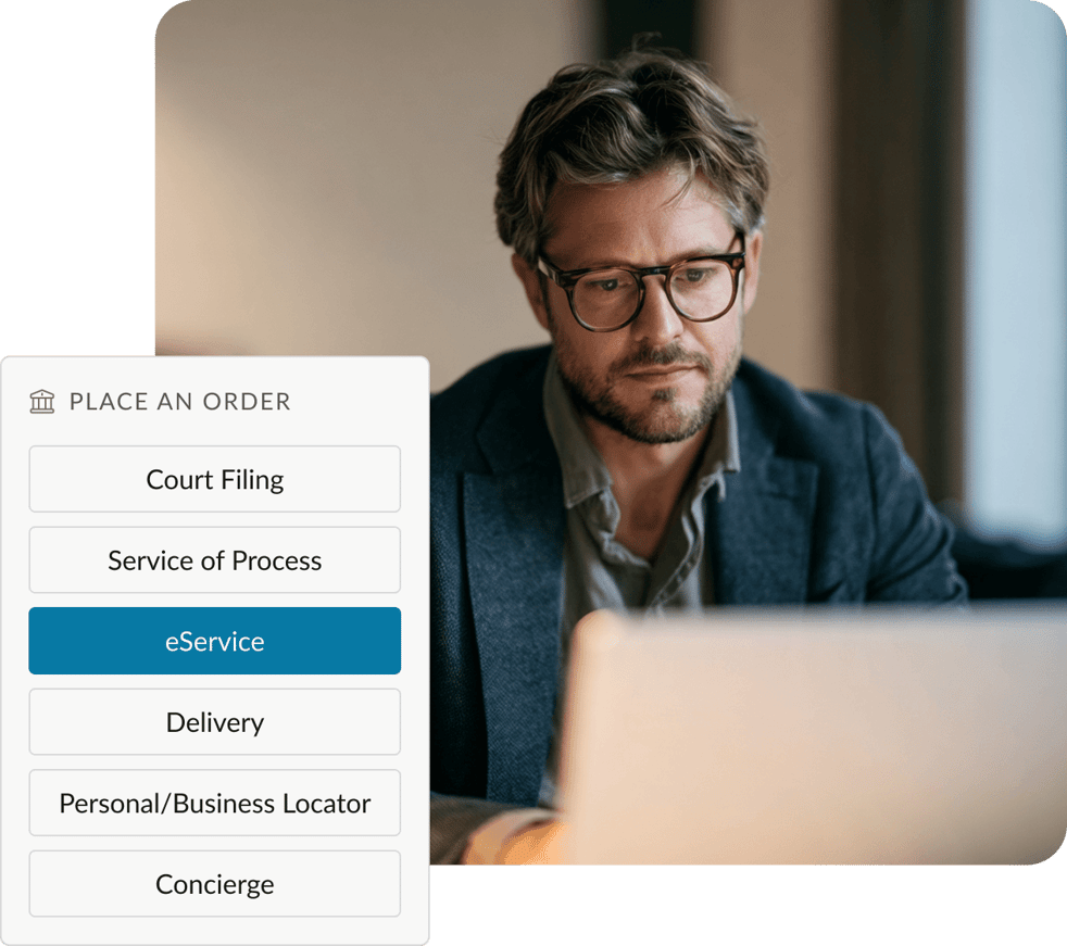 Legal professionals using One Legal with the eService order option selected