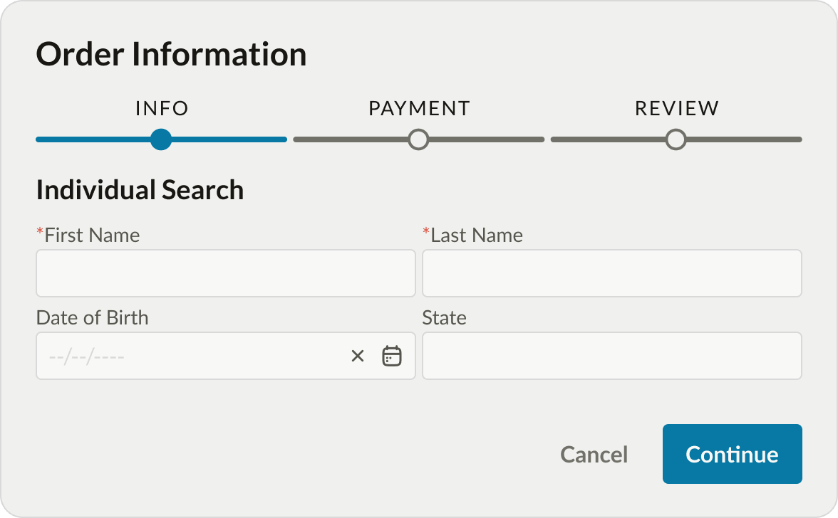 One Legal Locator individual search order form