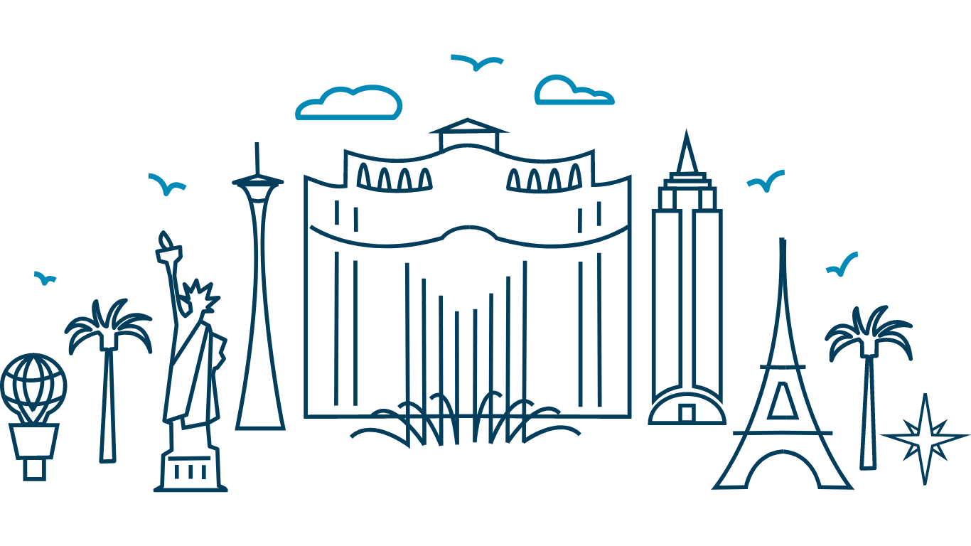 Line drawing of Nevada landmarks