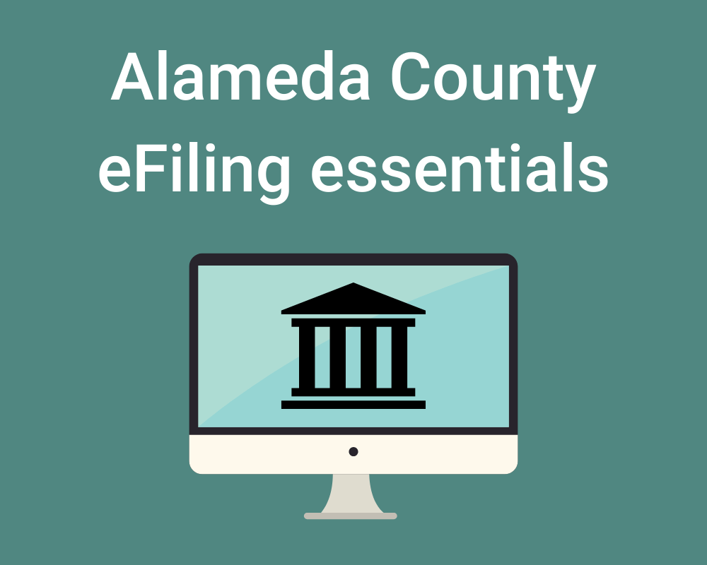 Illustration of a computer showing Alameda County eFiling essentials
