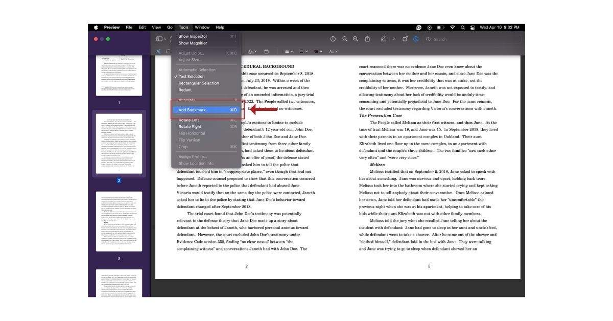 Mac Preview Add Bookmark