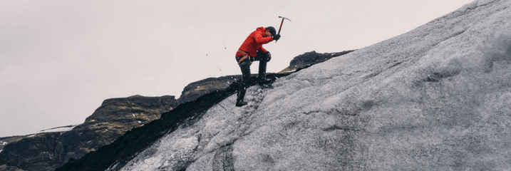 climbing a mountain