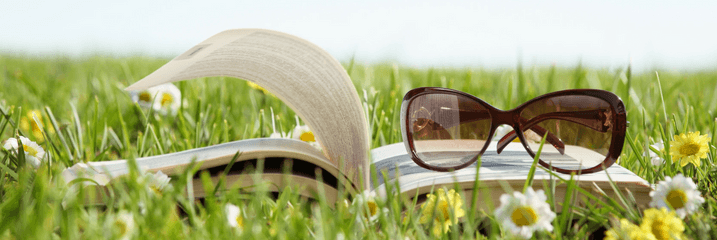 Books with sunglasses