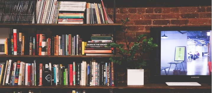 bookshelf and tv