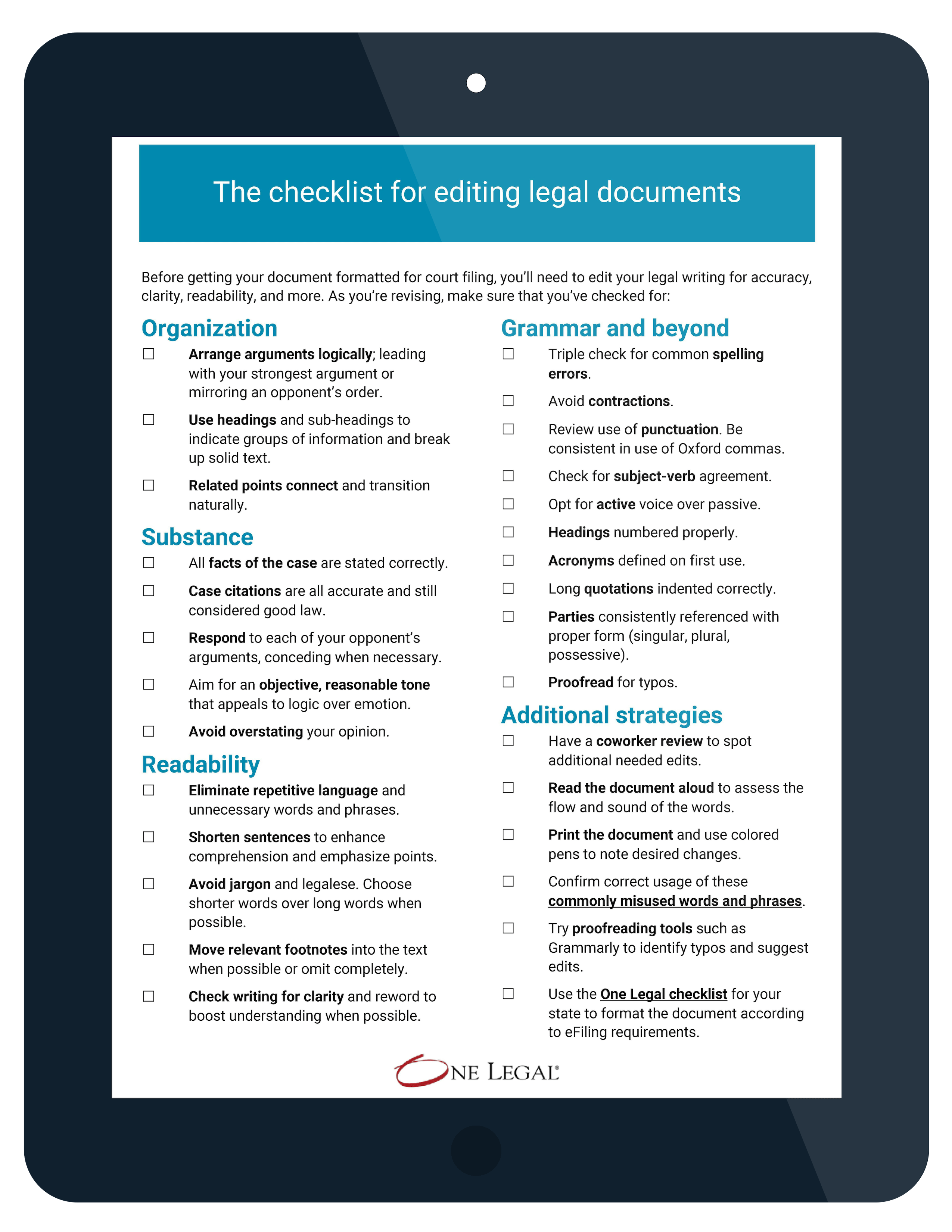 Editing checklist cover