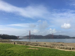 View of the Golden Gate bridge from Crissy Field