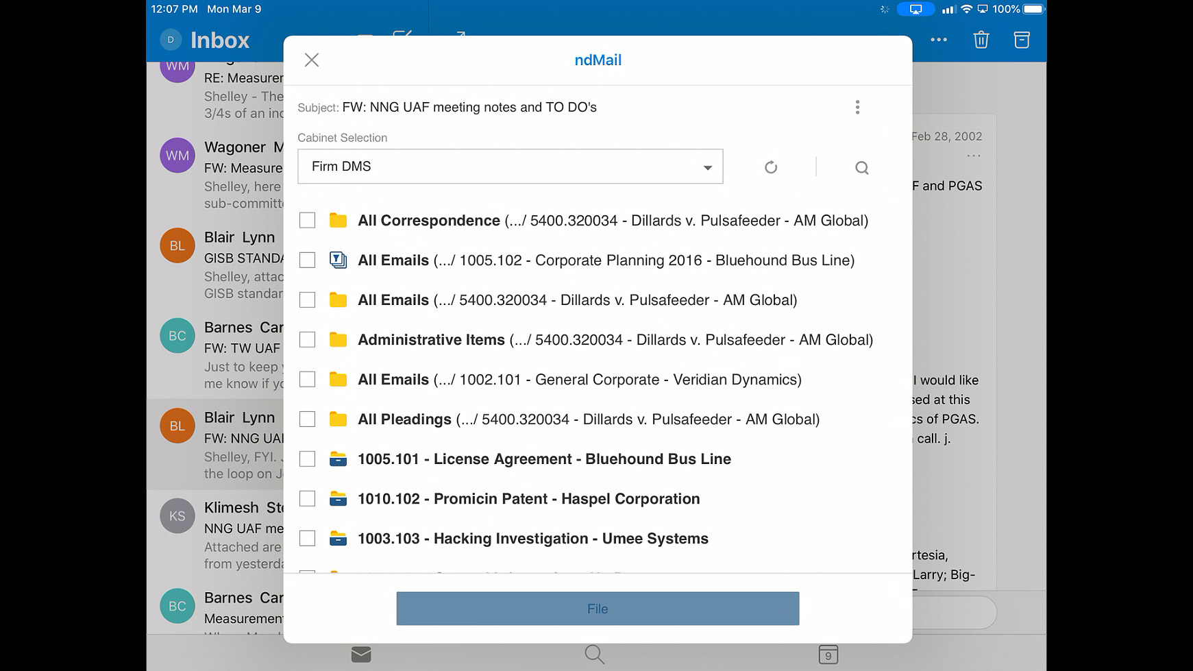 The NetDocuments platform is designed to work anywhere, on any device which means you can file emails on the go from your phone or tablet.
