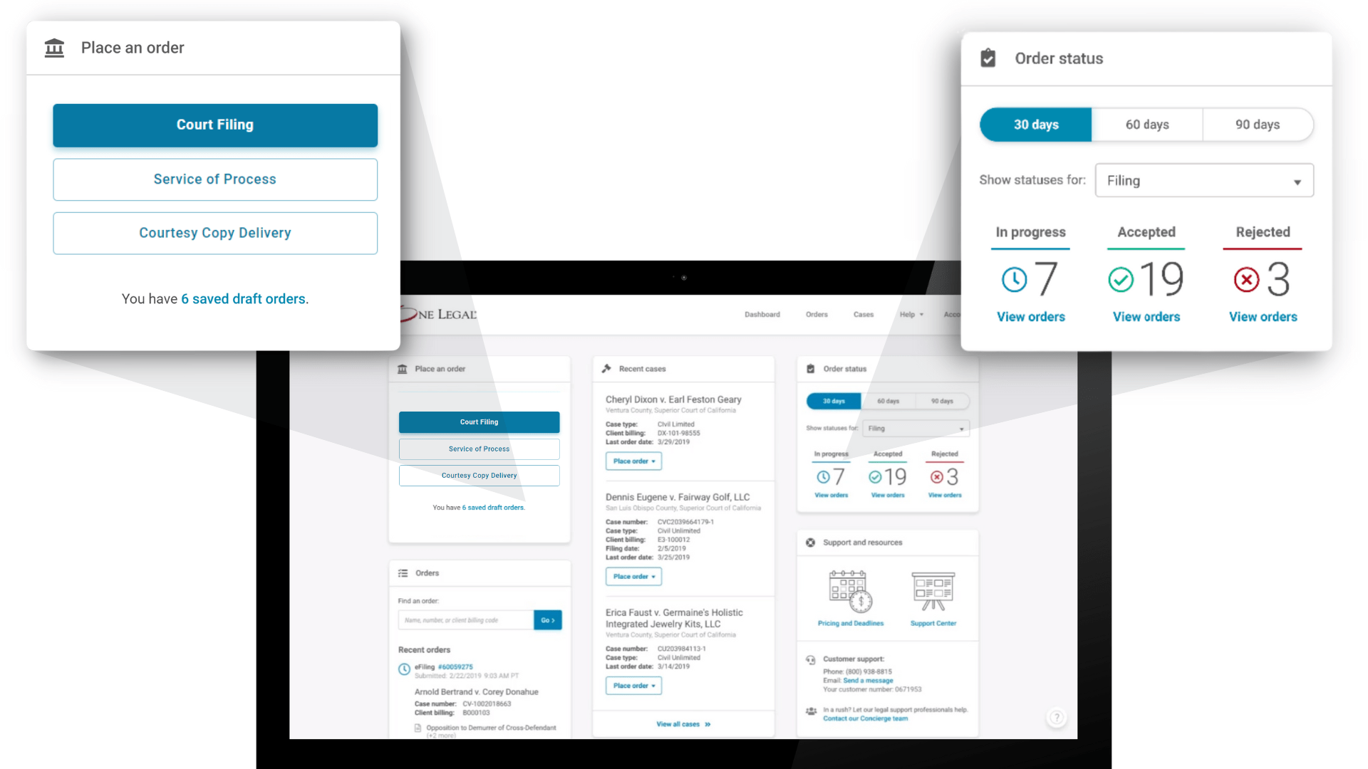 One Legal platform dashboard