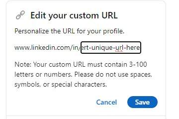 LinkedIn Custom Url