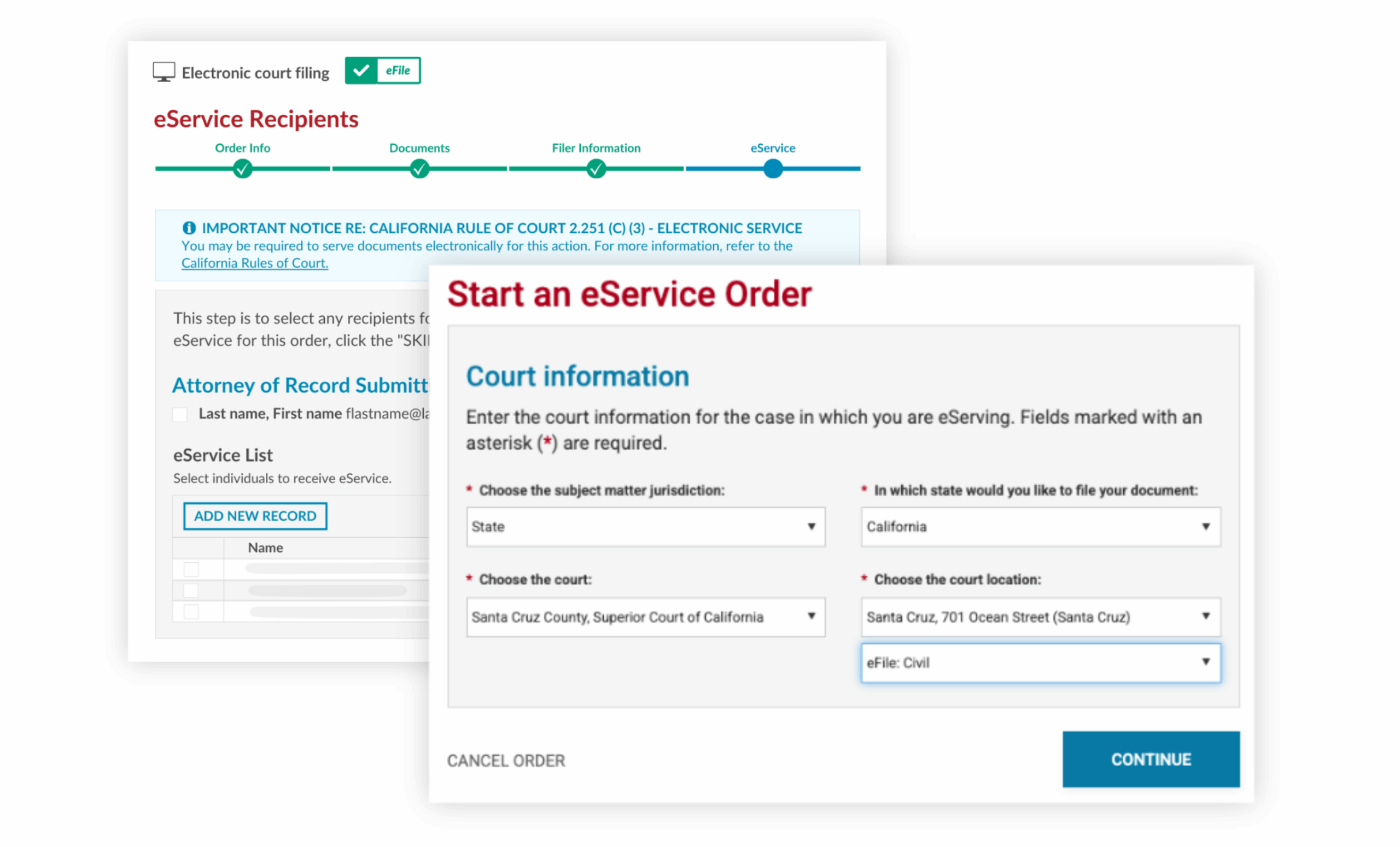 eService Start Order