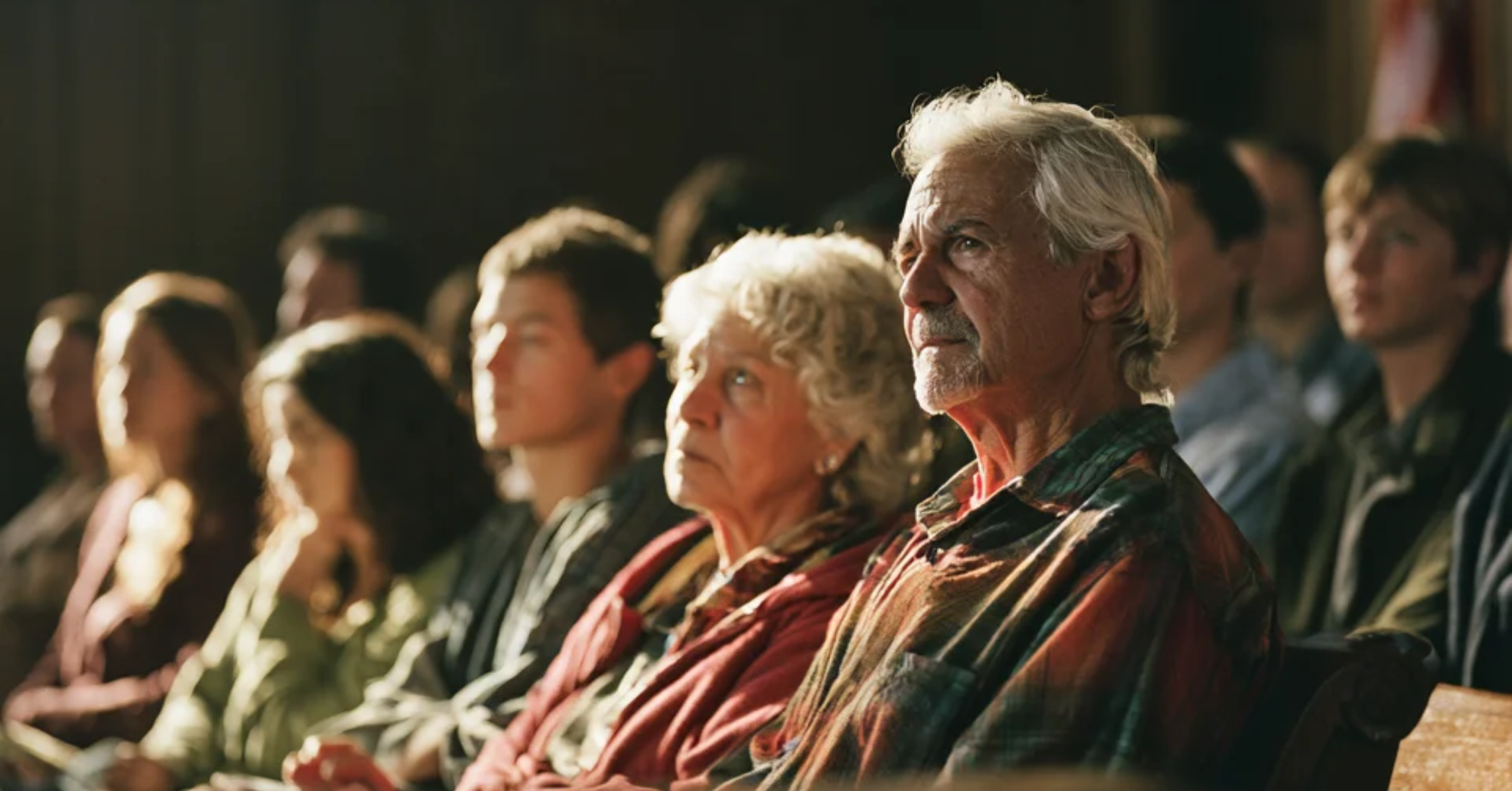 people sitting in courtroom