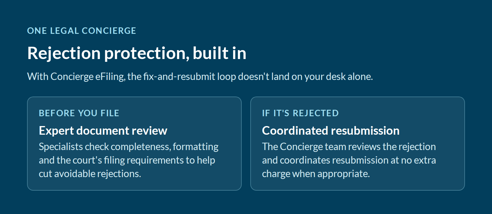 rejection protection with one legal concierge