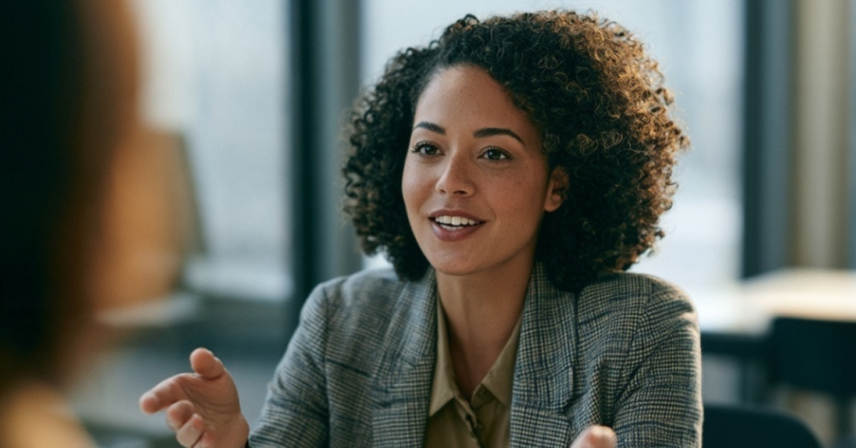 Paralegal discussing a filing with a colleague.
